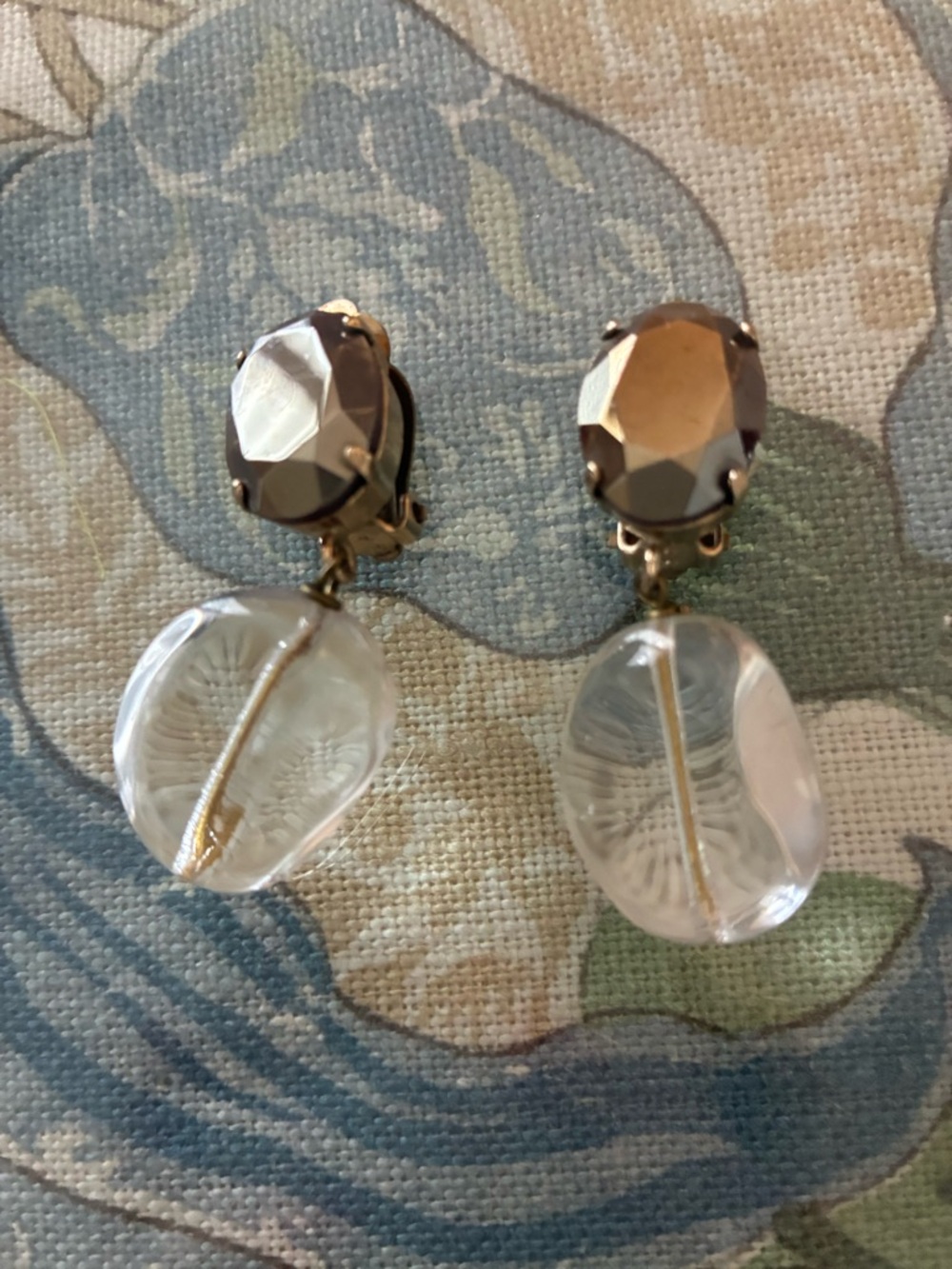 Philippe Ferrandis Earrings Rock Crystal and Swarovski Clip Back